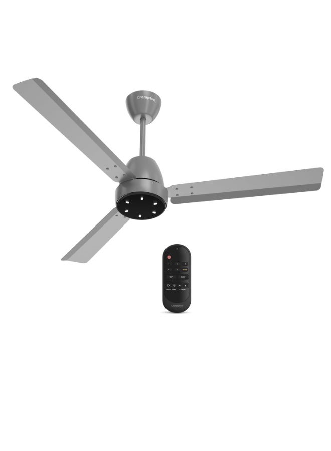 Crompton Energion Niteo 1200 mm BLDC Ceiling Fan | Warm Ambient LED Indicators | Remote Control | BEE 5 Star Energy Rating | Superior Air Delivery | 4 Year Manufacturer Warranty | Matte Grey - Image 1